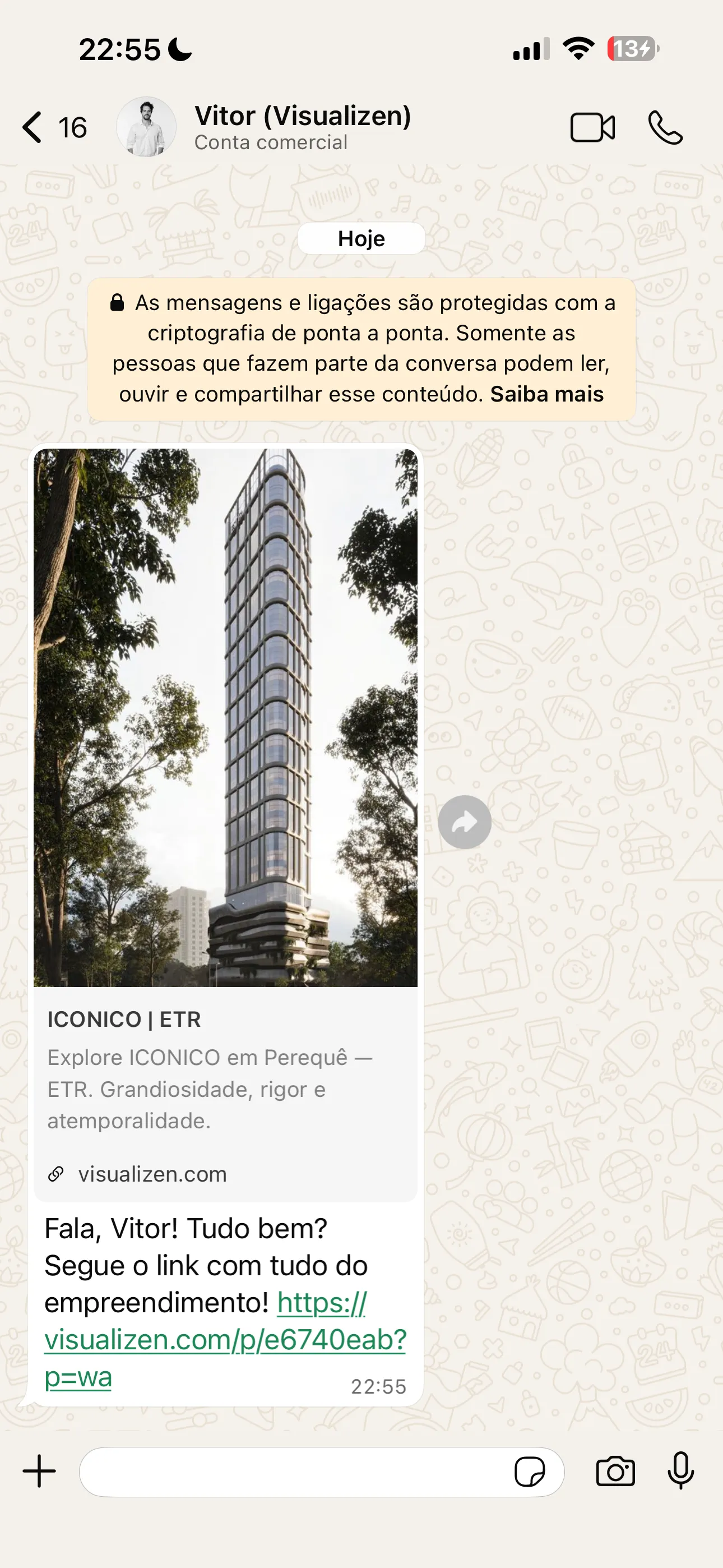 Link Visualizen compartilhado no WhatsApp